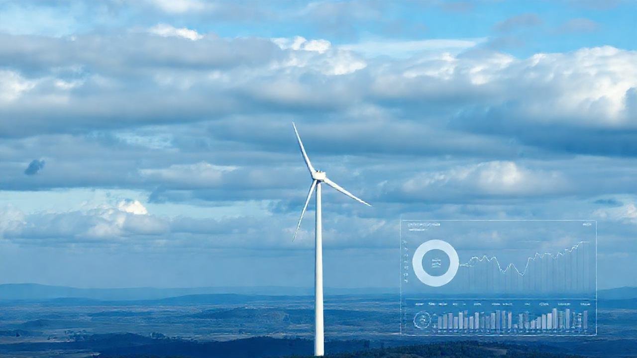 Turbina eólica genera energía limpia moderna