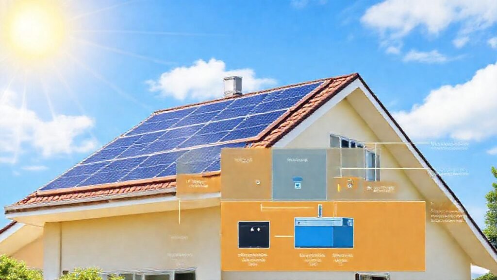 Paneles solares alimentan una casa moderna