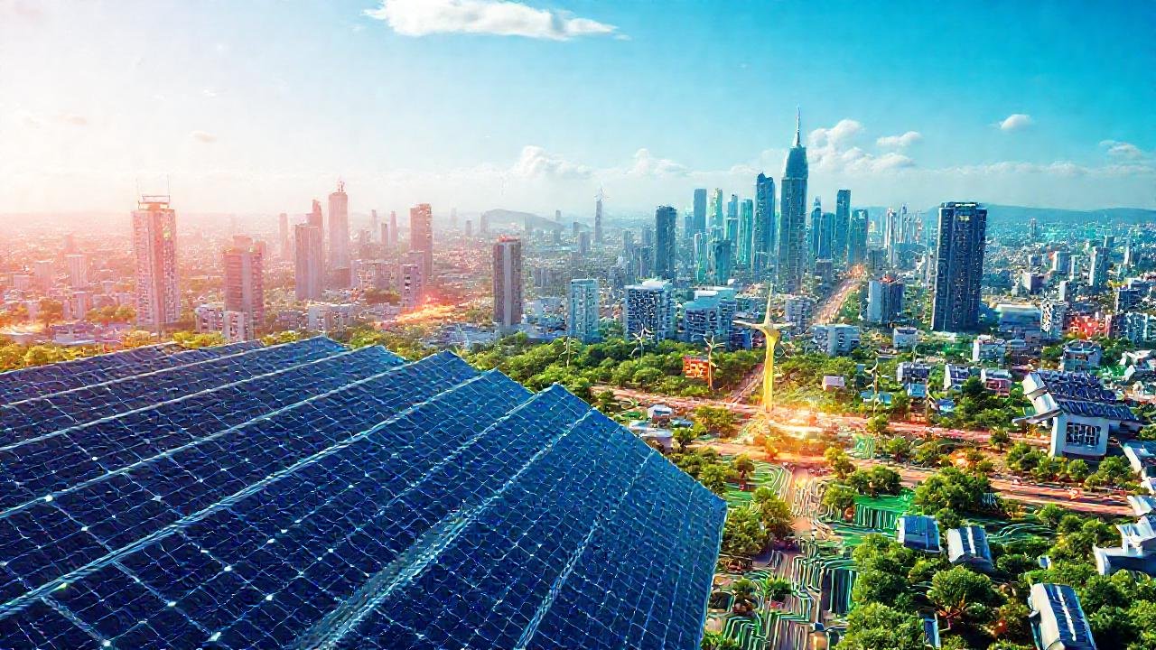 Energía solar impulsa una ciudad futurista