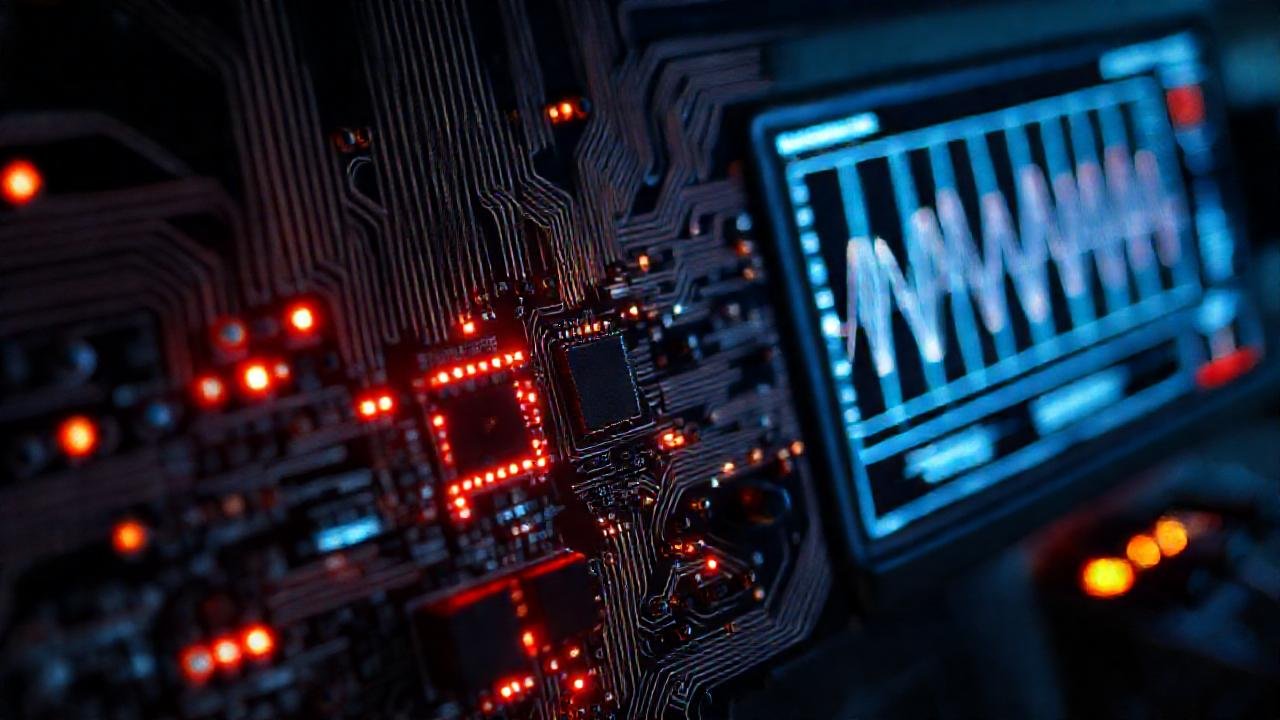 Circuito futurista, LED brillante, tecnología digital