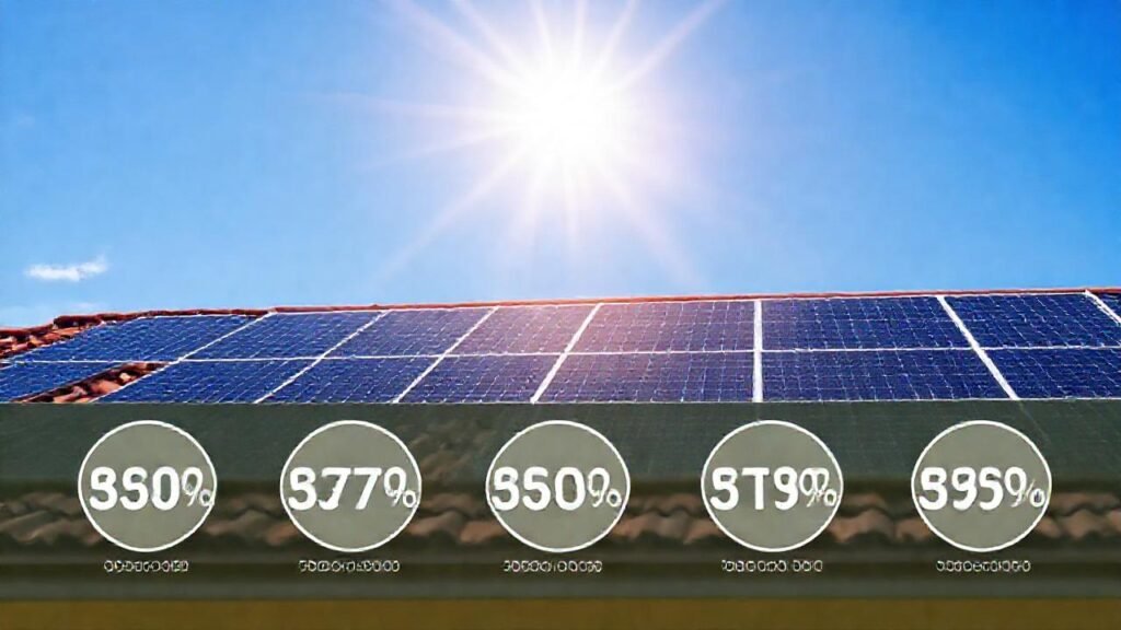 Paneles solares ilustran energía española realista