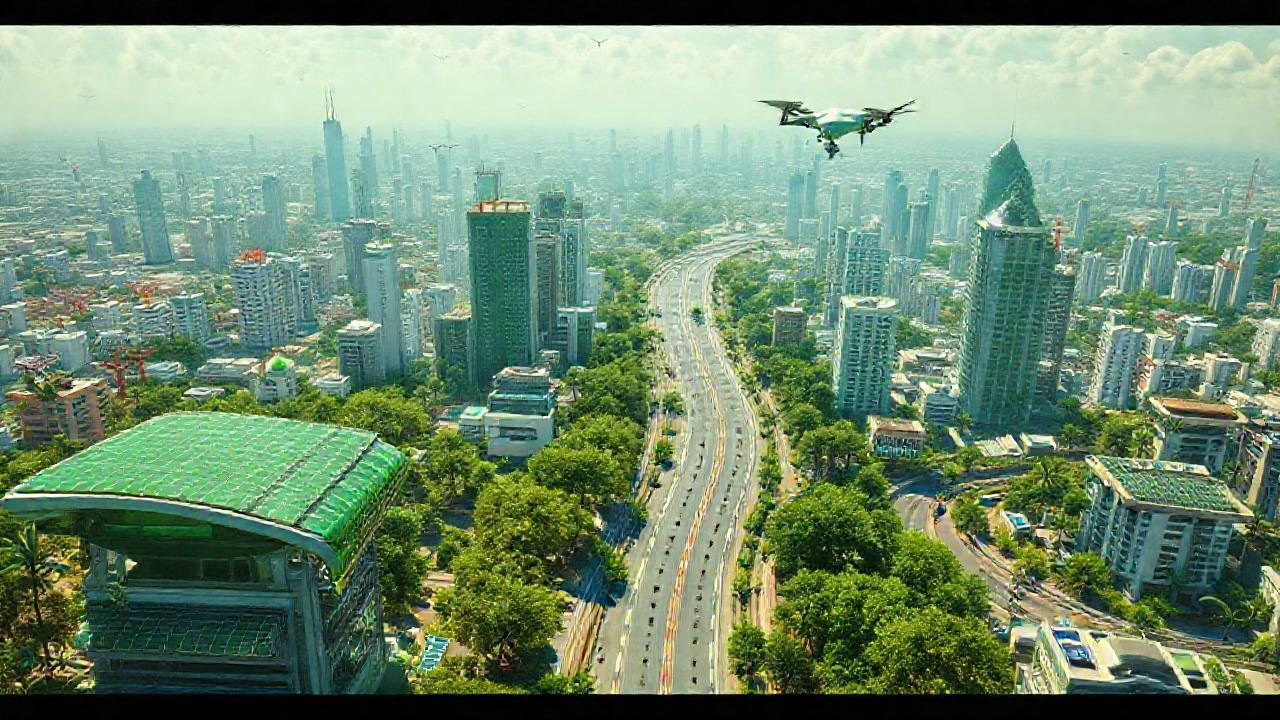 Ciudad futurista sostenible y tecnológica