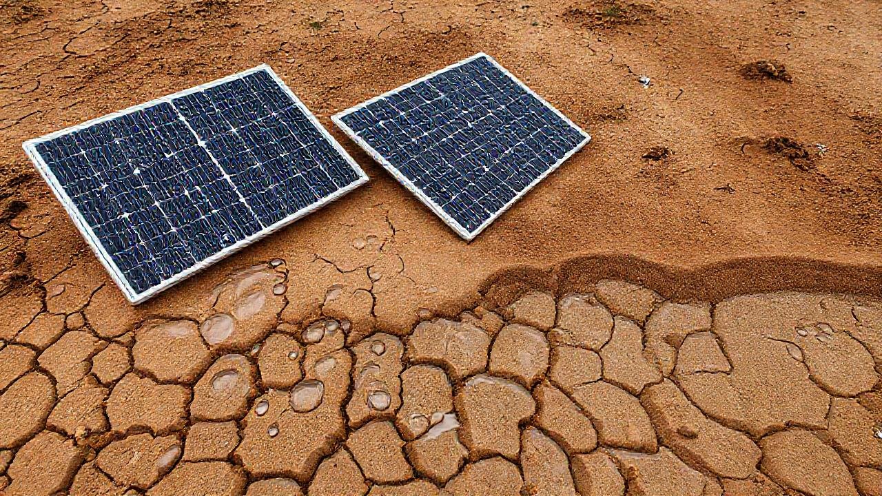 Paneles solares muestran un paisaje árido