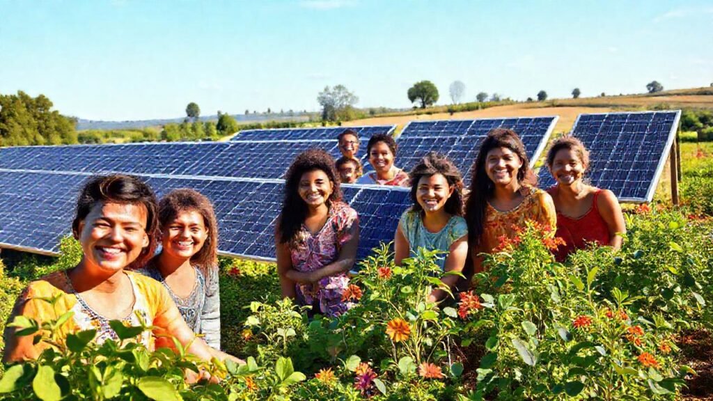 Una comunidad sostenible brilla con energía