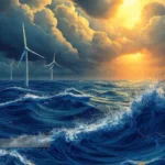 Científico observa turbinas en tempestad