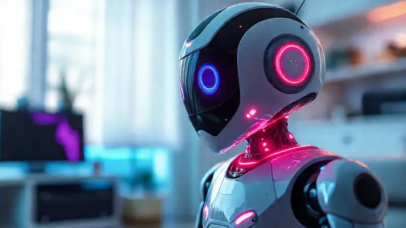 Un hogar futurista con robot brillante
