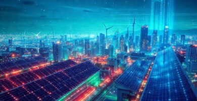 Ciudad futurista de energía limpia