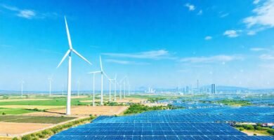 Energía limpia visualmente representa un futuro sostenible