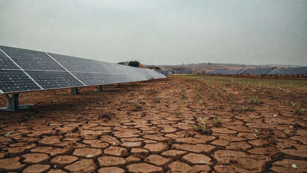 Una granja solar refleja la sequía