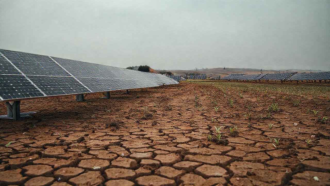 Una granja solar refleja la sequía