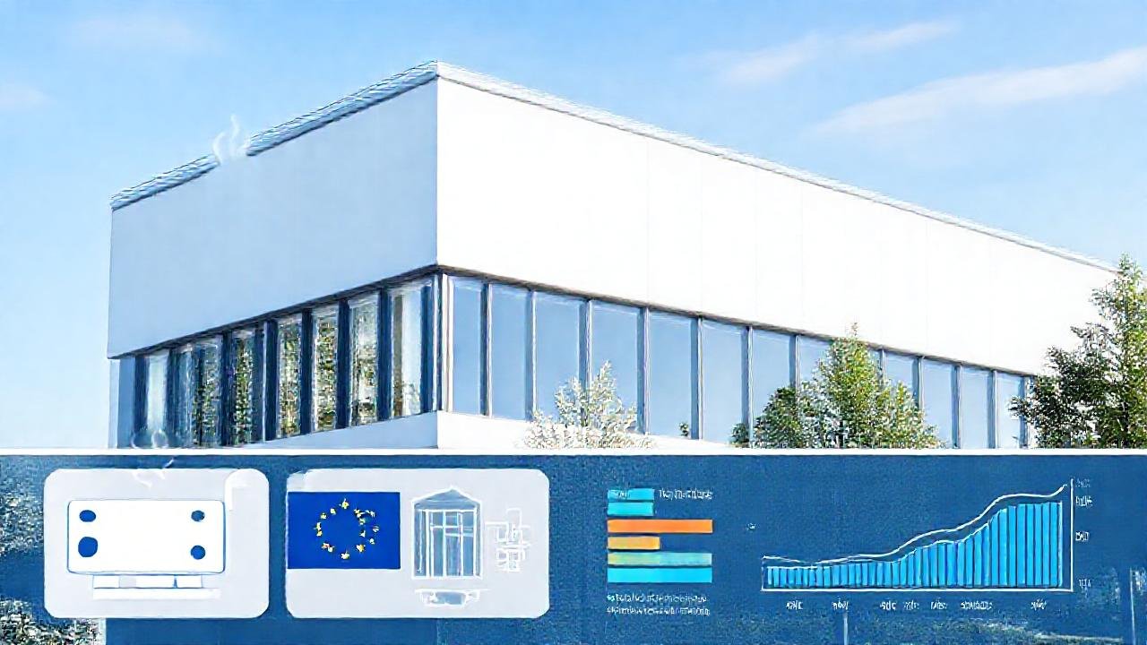 Edificio moderno, eficiencia térmica y diseño