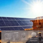 Paneles solares iluminan un paisaje rural