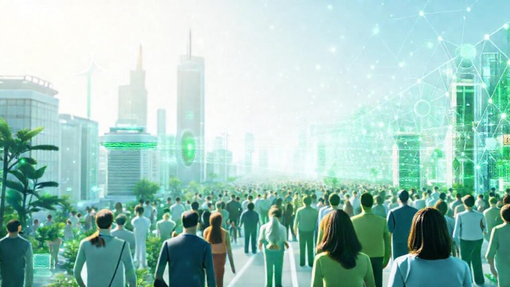 Una ciudad sostenible y futurista brilla