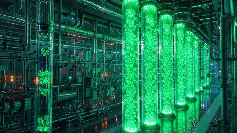 Almacenamiento futurista de hidrógeno limpio brillante