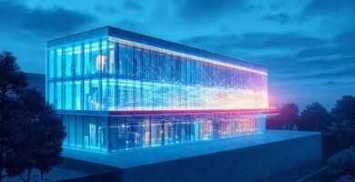 Edificio sostenible optimiza energía visualmente