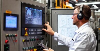 Un experto técnico revisa maquinaria compleja