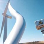 Turbina eólica inspeccionada en paisaje rural