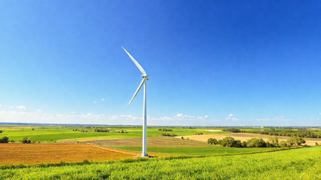 Turbina eólica rural genera energía limpia