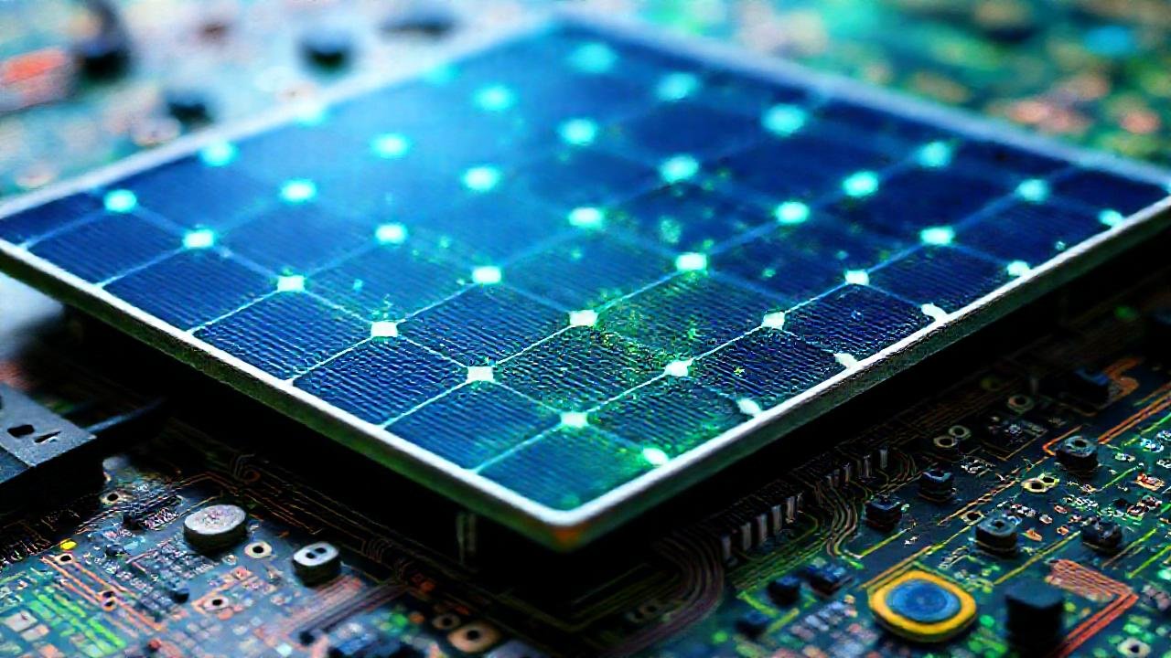 Paneles solares tecnológicos y sostenibles brillan