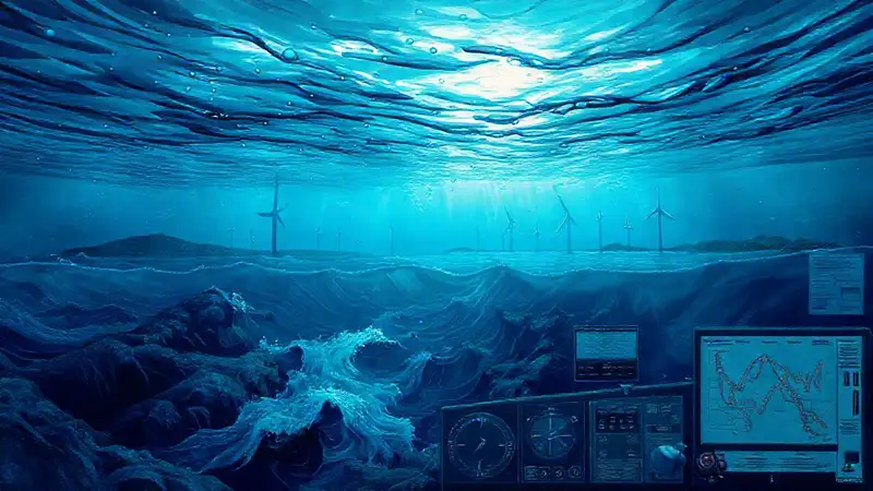 Turbinas marinas en un paisaje oceánico complejo