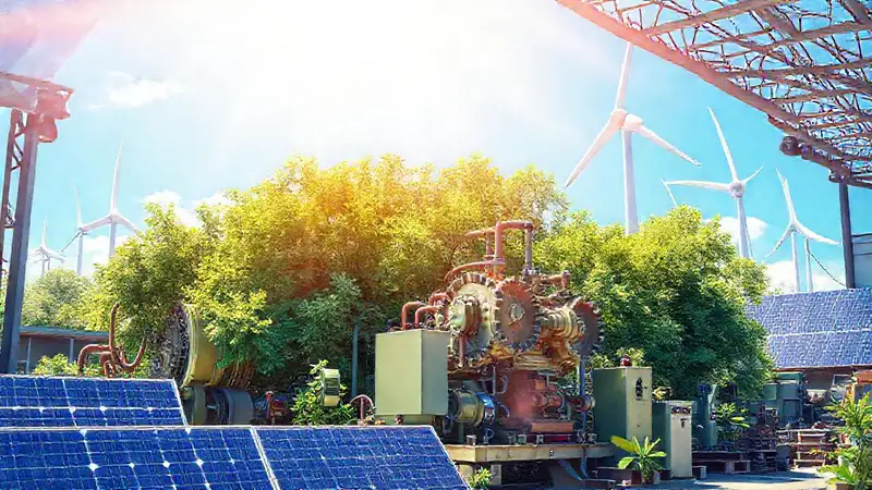 Tecnología moderna y sostenibilidad en verde