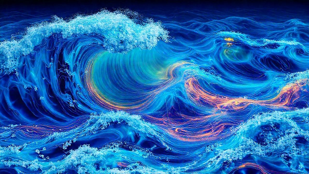 Olas oceánicas muestran dinámicas científicas abstractas