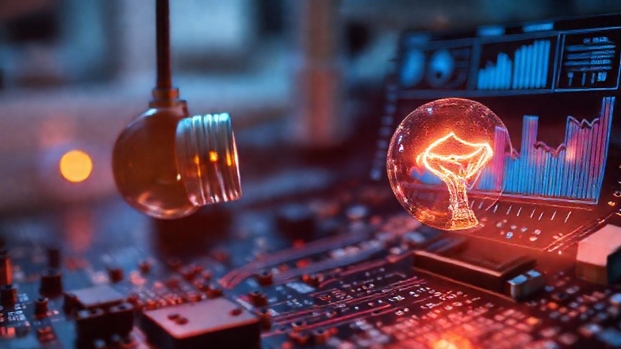 Lámpara LED ilumina datos eficientes
