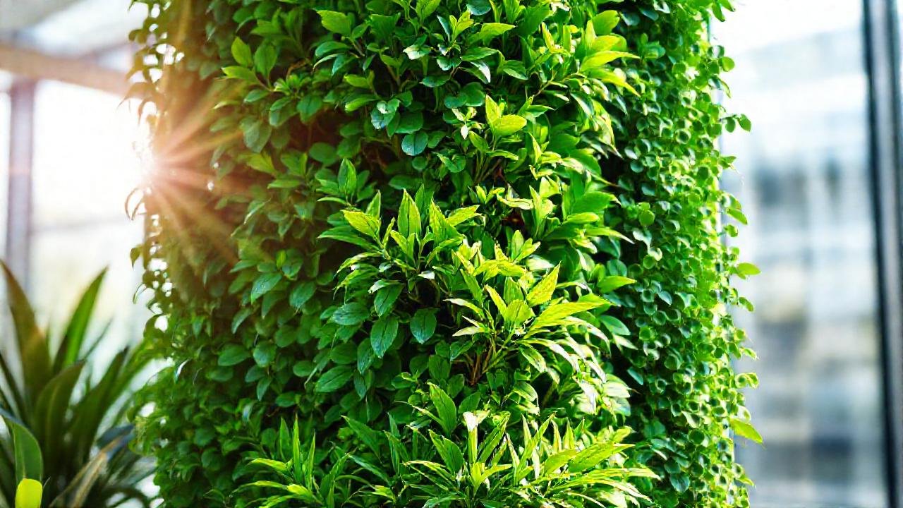 Jardín vertical exuberante en fotografía profesional