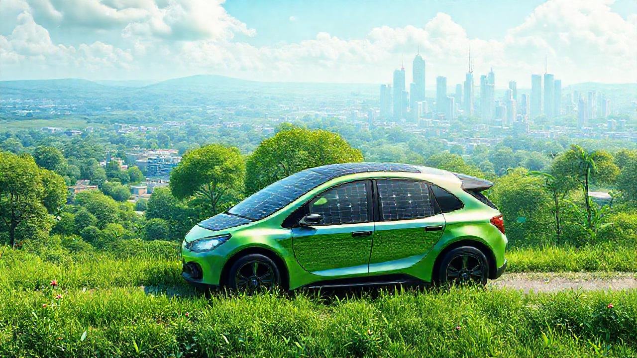 Coche solar en un futuro verde