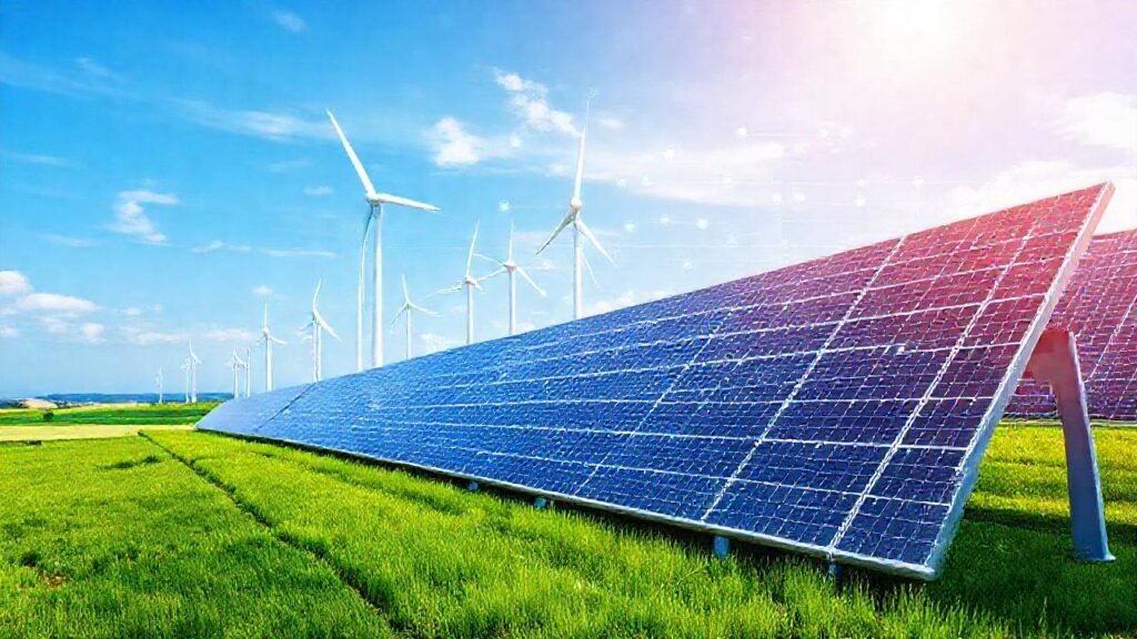 Energía limpia en un paisaje futurista