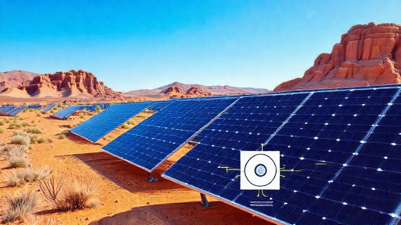 Paneles solares generan energía en el desierto