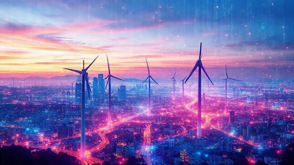 Turbinas inteligentes iluminan una ciudad futurista