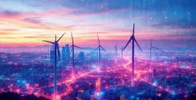 Turbinas inteligentes iluminan una ciudad futurista