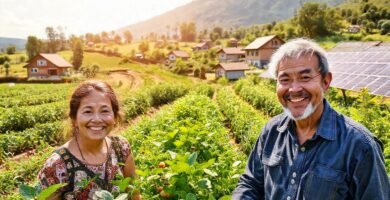 Una granja sostenible prospera con alegría