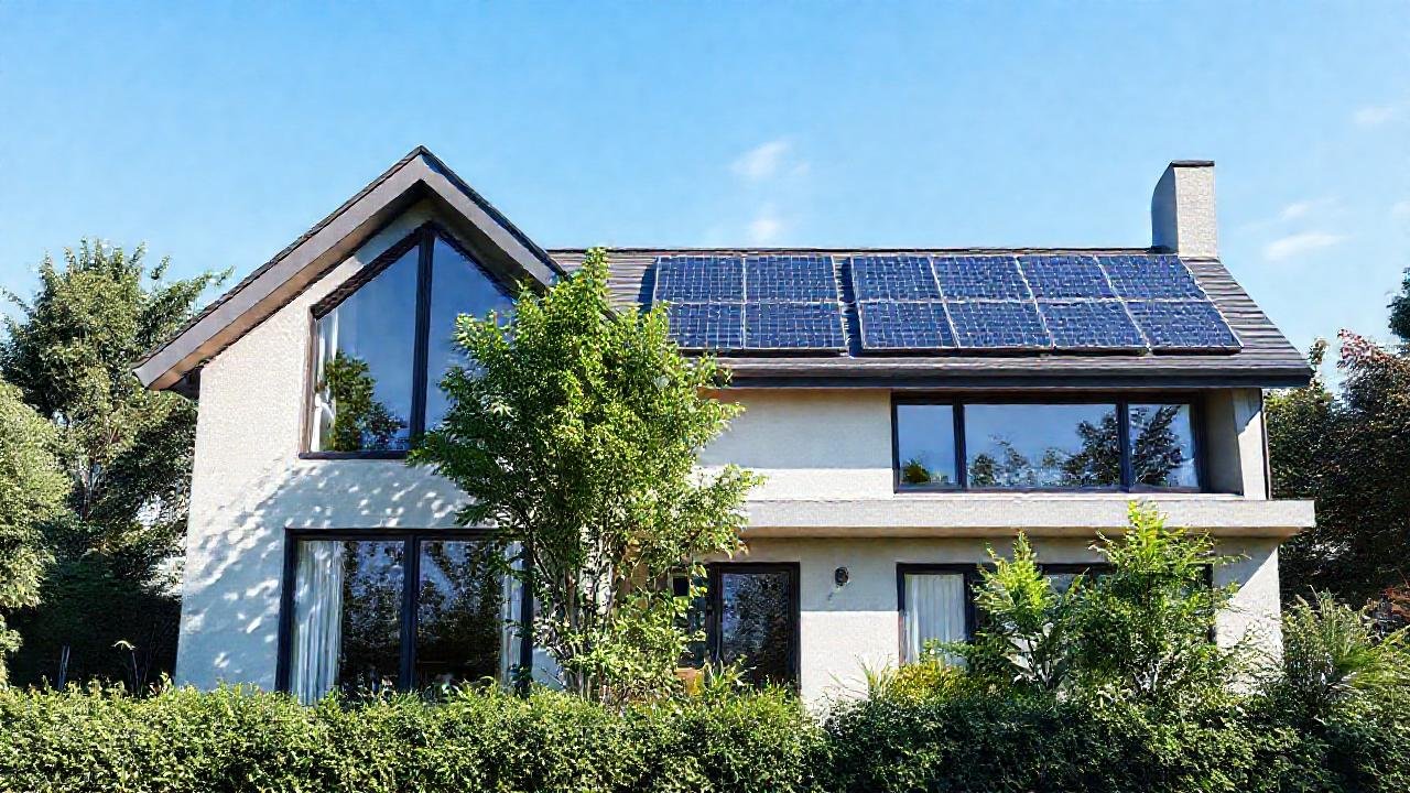 Casa moderna sostenible, luz y verde