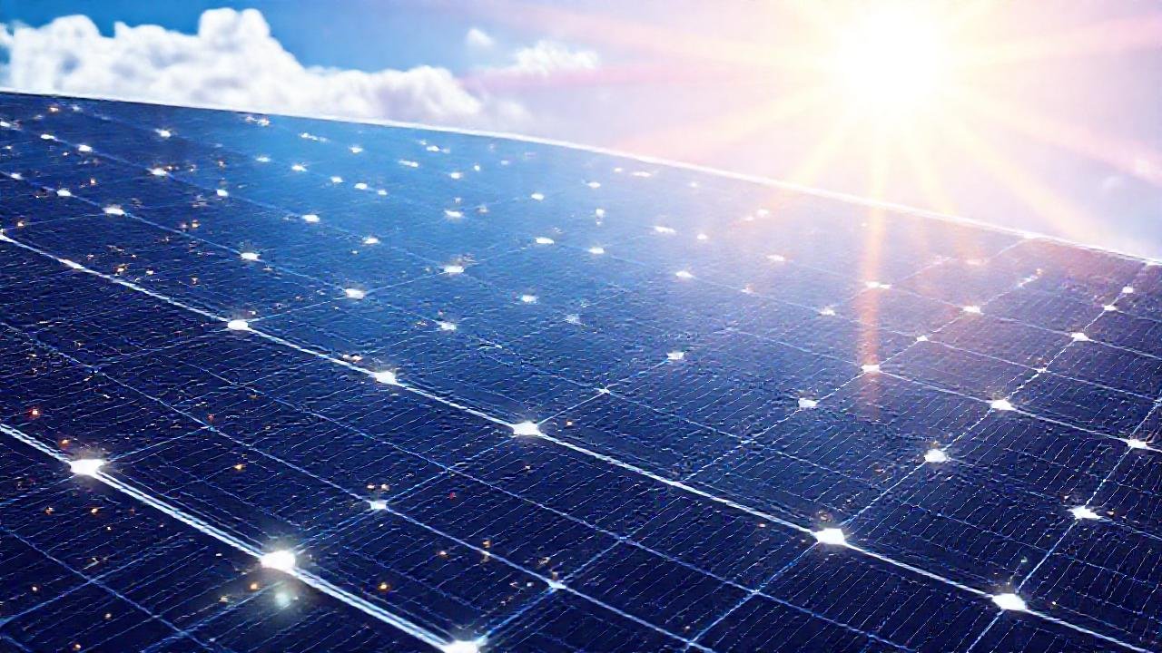 Paneles solares futuristas generan energía brillante