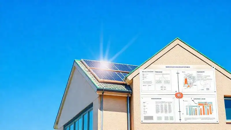 Paneles solares ilustran diseño sostenible moderno