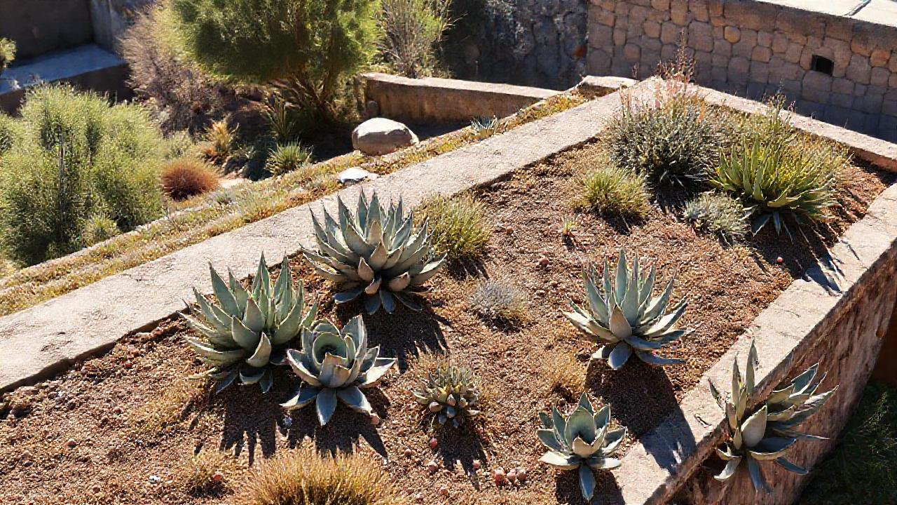 Techos verdes terrazados con diseño árido