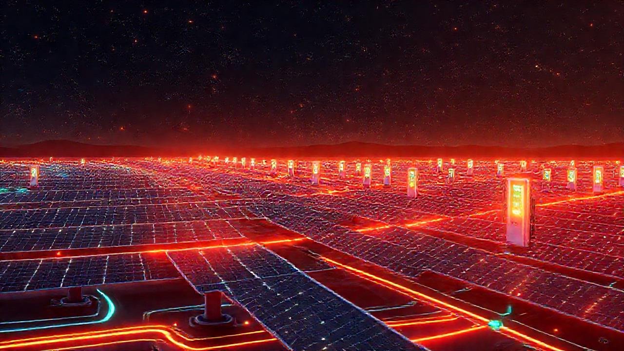 Una futura granja solar tecnológica brilla