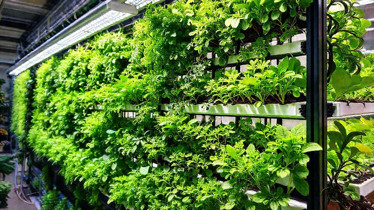 Jardín vertical moderno con exuberante diseño