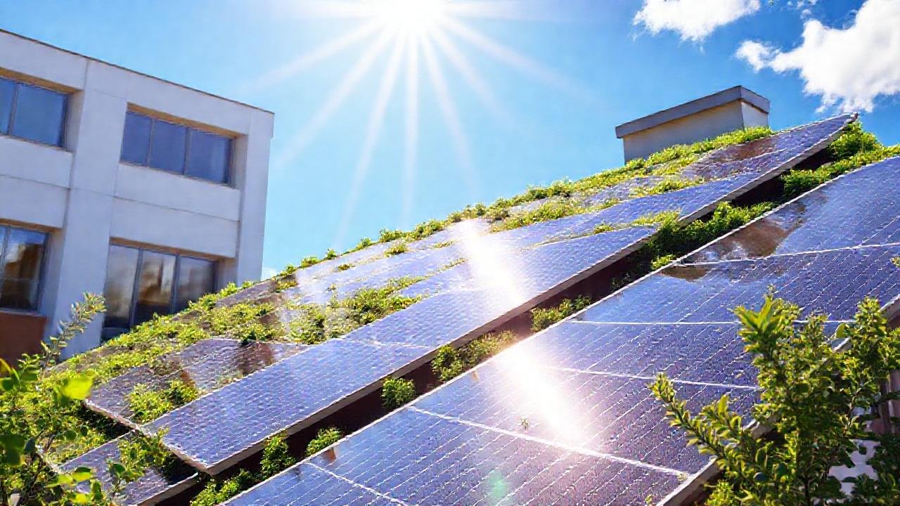 Edificio moderno usa energía solar limpia