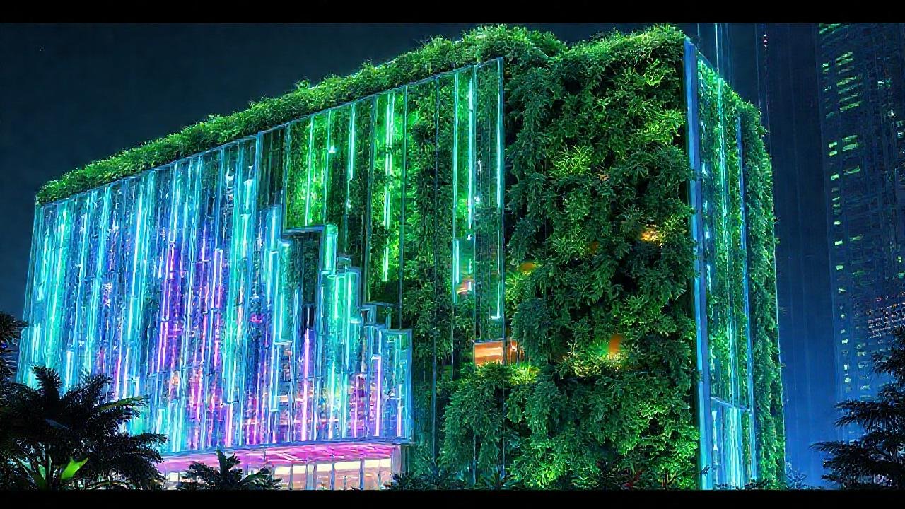 Edificio futurista, diseño sostenible e innovador