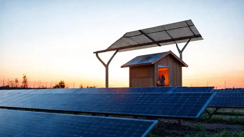Paneles solares iluminan una granja moderna
