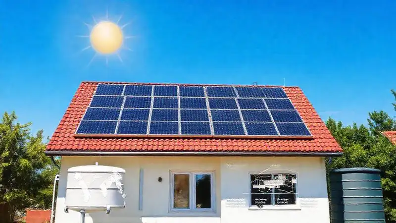 Paneles solares alimentan agua en el techo