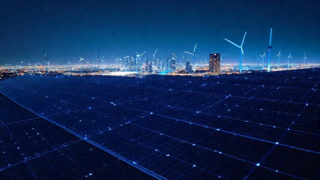 Una ciudad futurista genera energía limpia