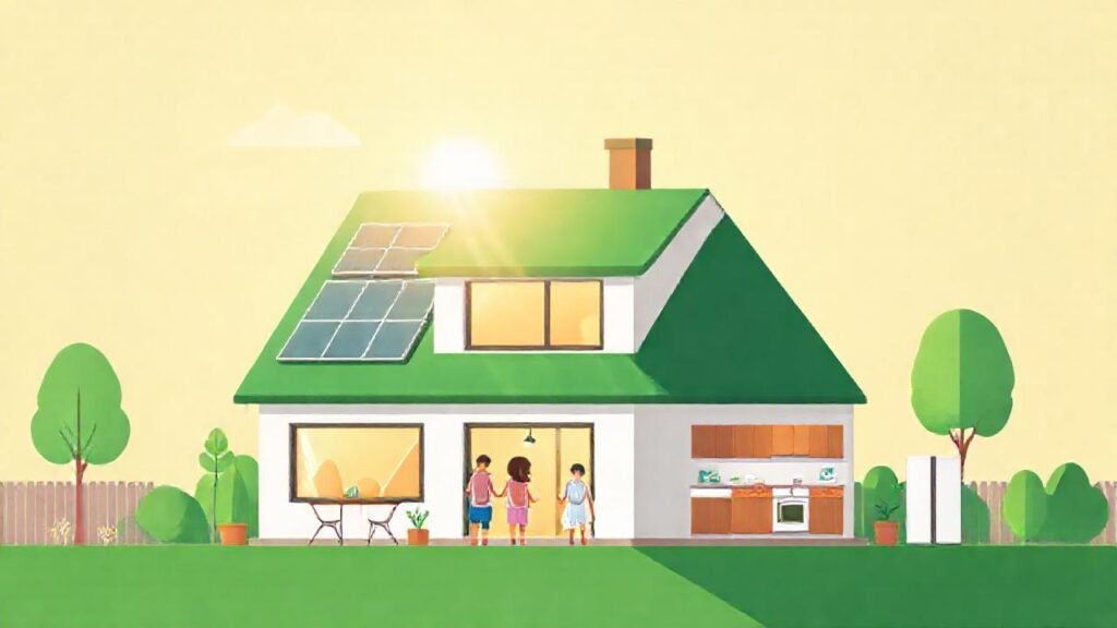 Una casa moderna y sostenible brilla