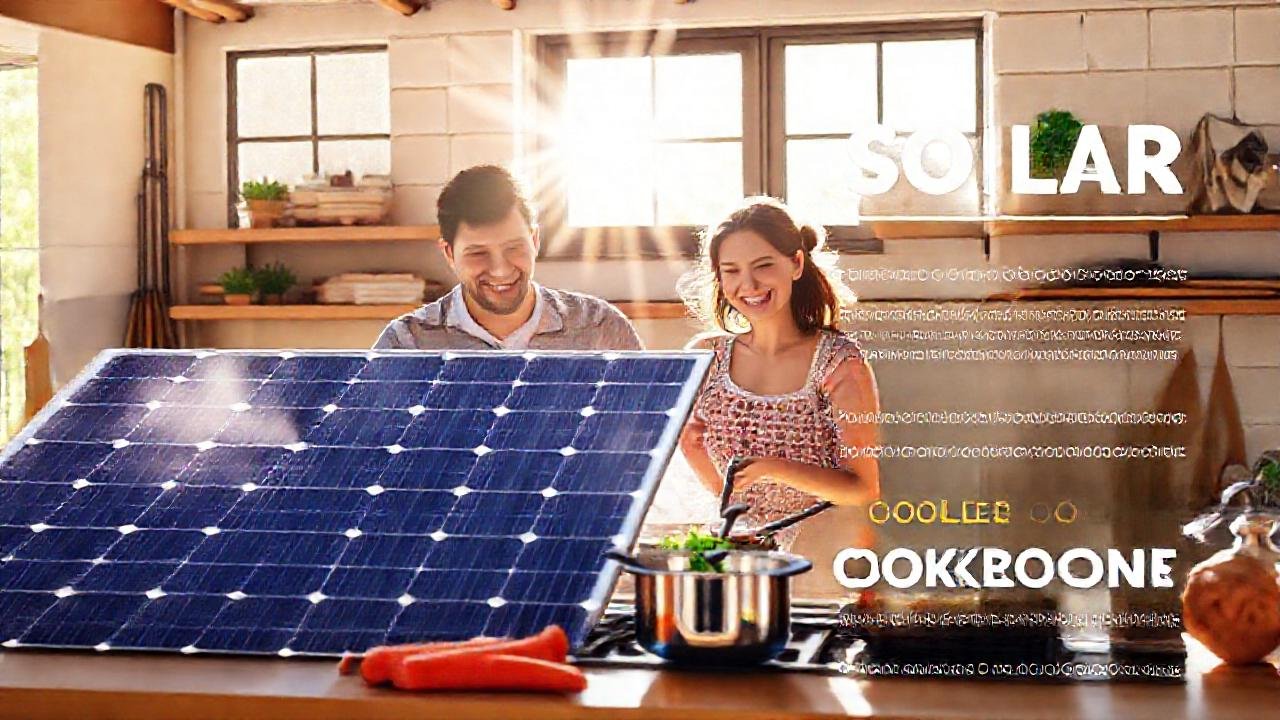 Una familia feliz usa energía solar