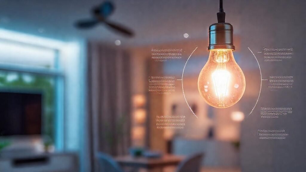 Lámpara LED ilumina hogar moderno