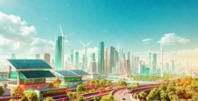 Una ciudad futurista y sostenible brilla