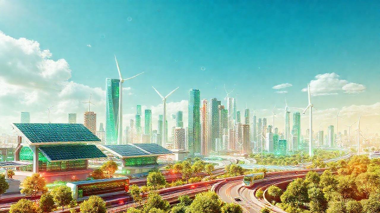 Una ciudad futurista y sostenible brilla
